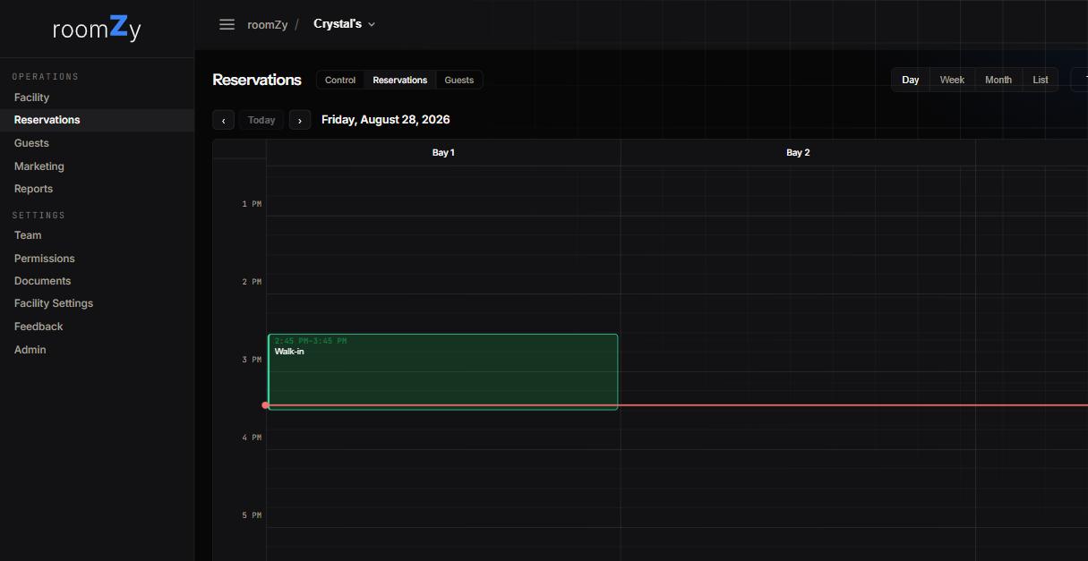 roomZy Reservations calendar with automation armed on every booking